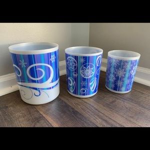 VTG 6 Piece Tupperware One Touch Winter Frozen Snowflake Canister Set